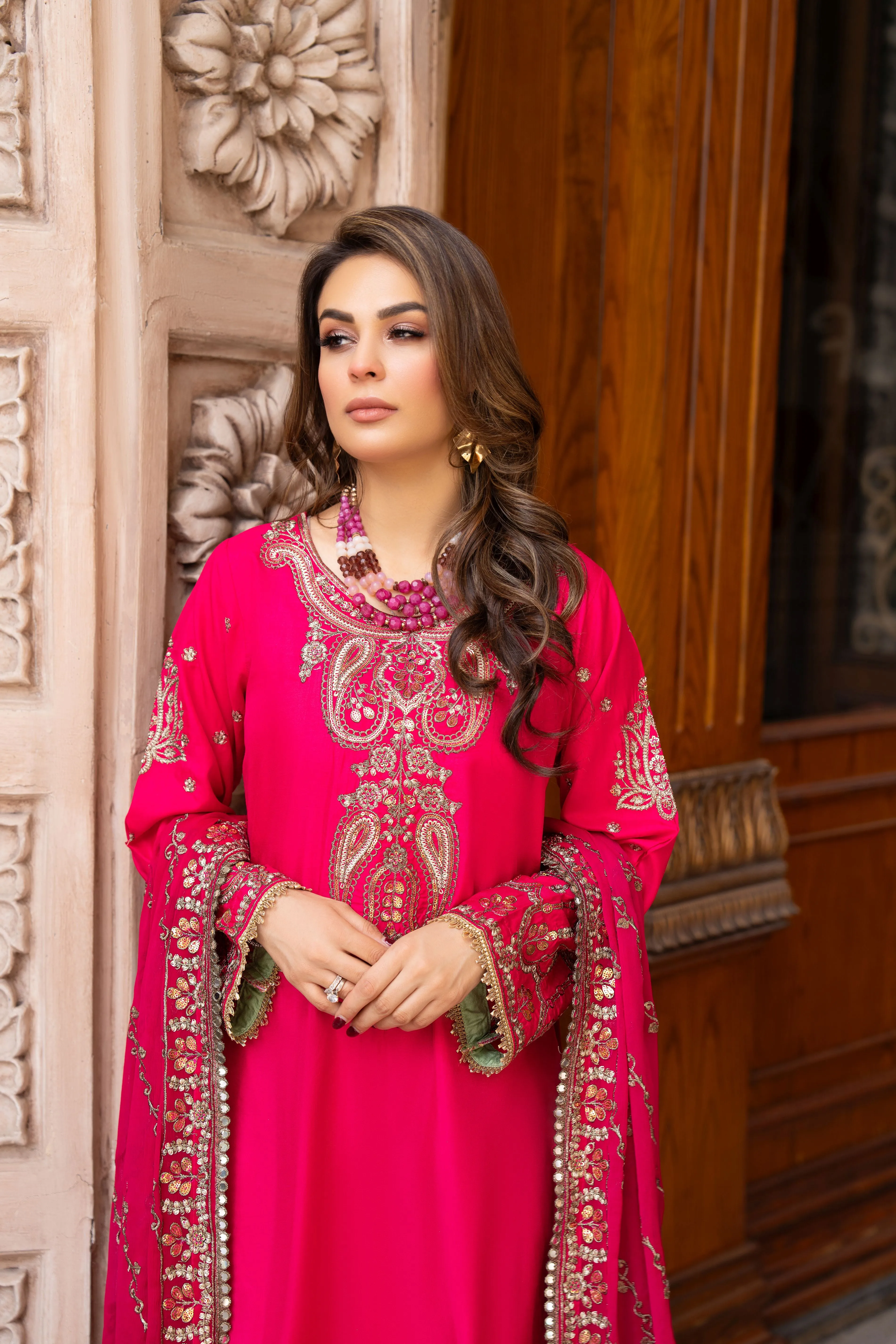 3PC READY TO WEAR RAW SILK DRESS BY GUL WARUN GRS17