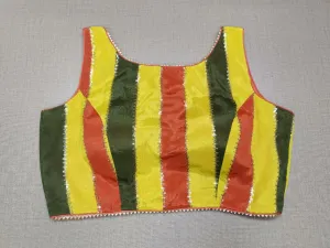 50X883-RO Multicolour Silk Designer Saree Blouse with Dori Ties