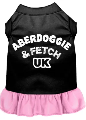 Aberdoggie Uk Screen Print Dog Dress Black With Light Pink Xxxl