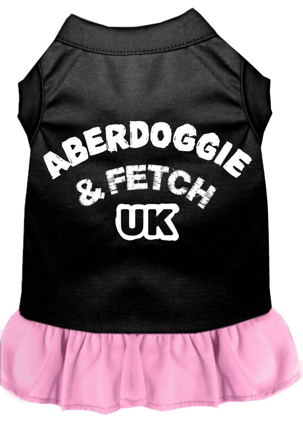 Aberdoggie Uk Screen Print Dog Dress Black With Light Pink Xxxl