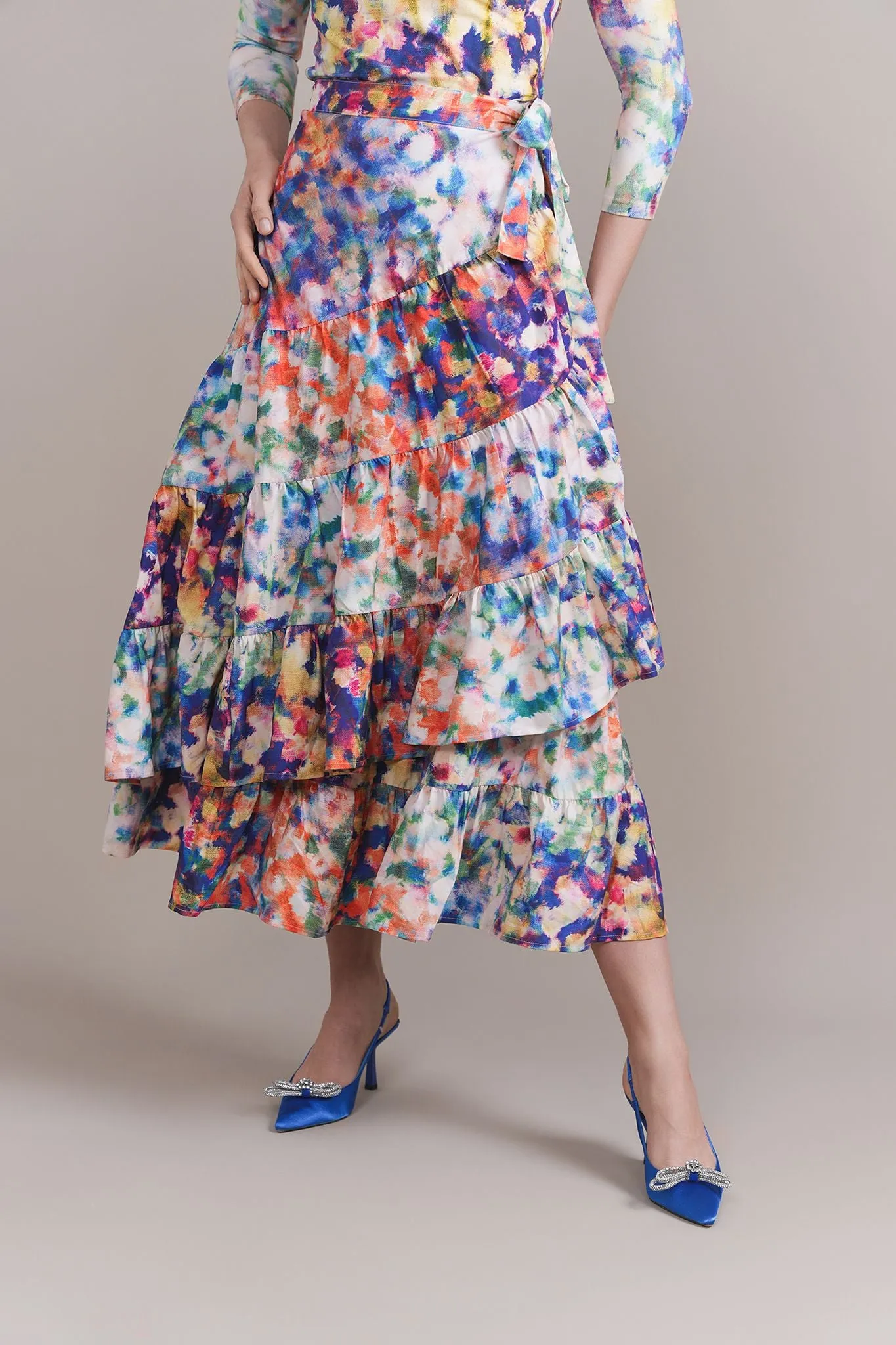 Apparalel Opal Wrap Around Skirt in Abstract Paint (coordinating top)