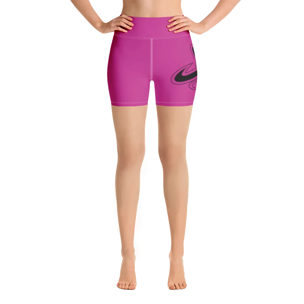 Athletic Apparatus Pink Black logo White stitch Yoga Shorts