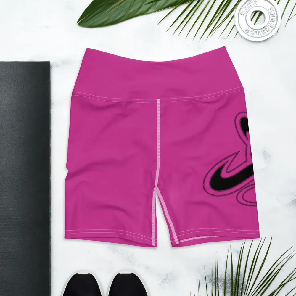 Athletic Apparatus Pink Black logo White stitch Yoga Shorts