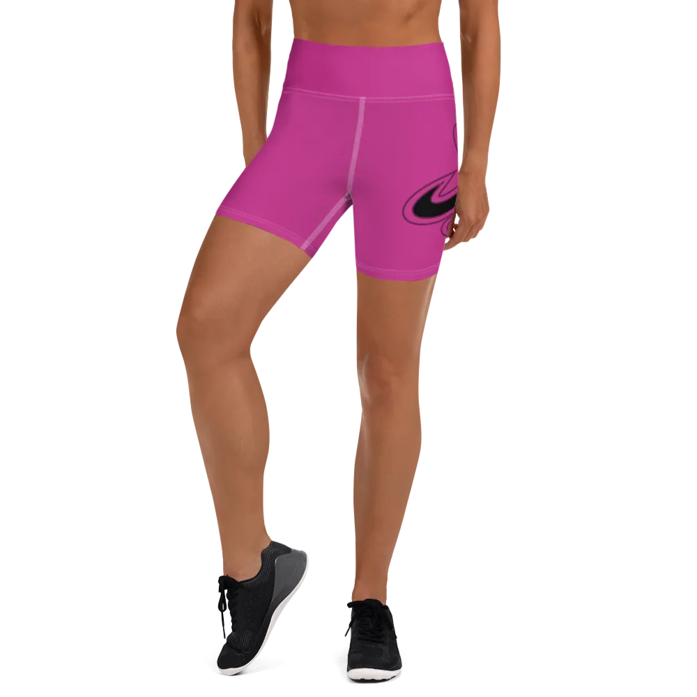 Athletic Apparatus Pink Black logo White stitch Yoga Shorts