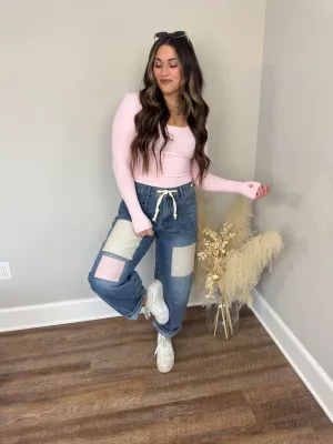Aurora Patchwork Denim Pants