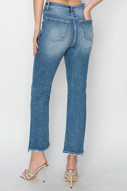 Ava High Rise Straight Cut Risen Jeans (Size 11)