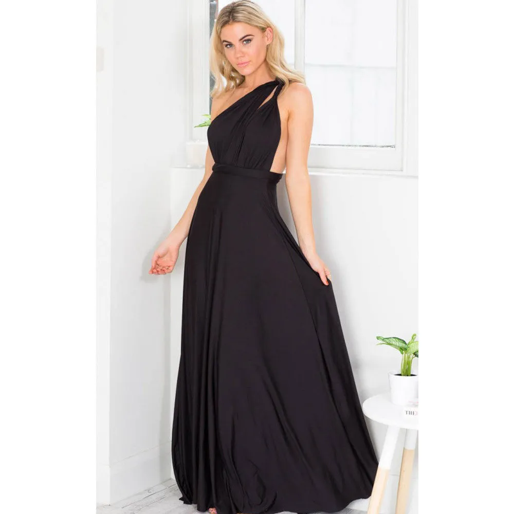 Back Cross V-neck Bandage Floor Length Prom Dress