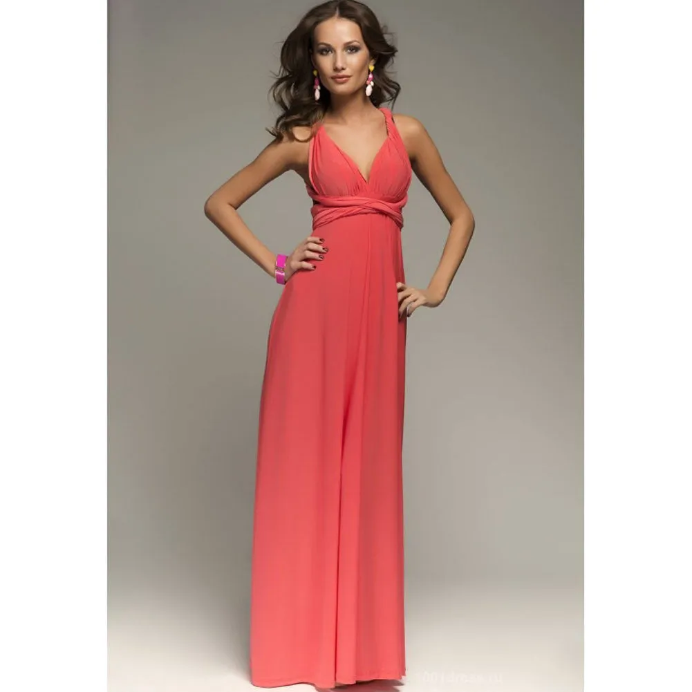 Back Cross V-neck Bandage Floor Length Prom Dress