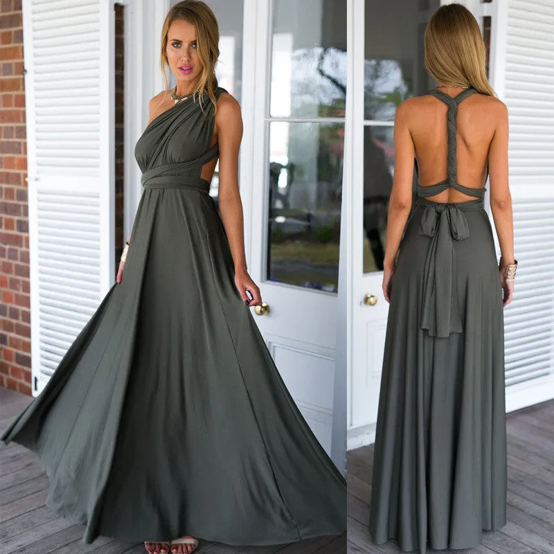 Back Cross V-neck Bandage Floor Length Prom Dress