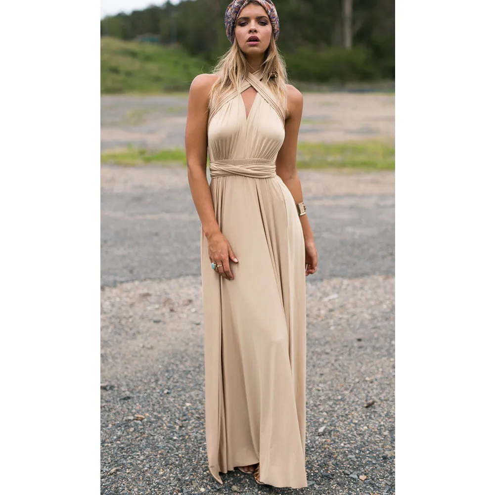 Back Cross V-neck Bandage Floor Length Prom Dress
