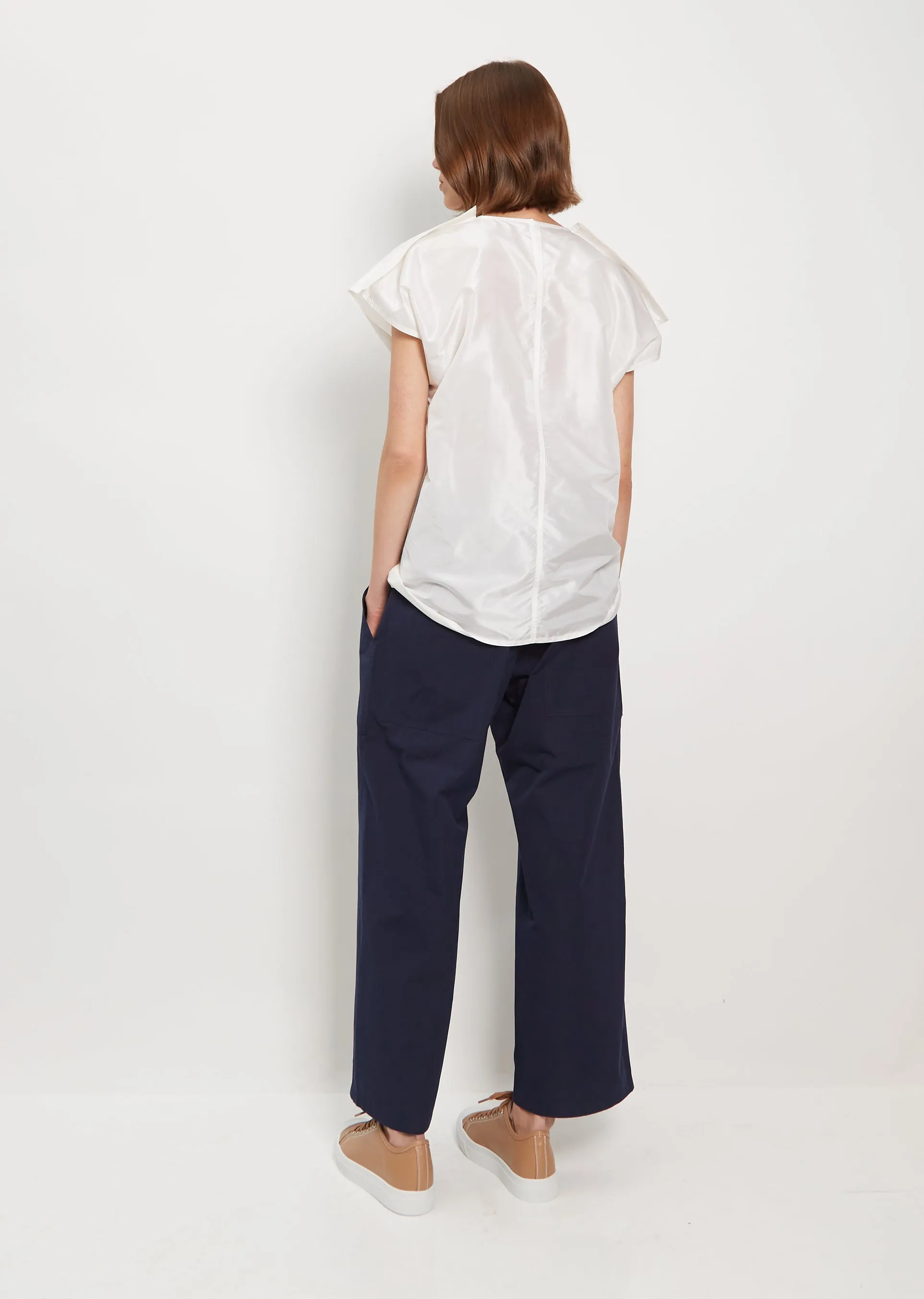 Bess Silk Taffeta Top — White