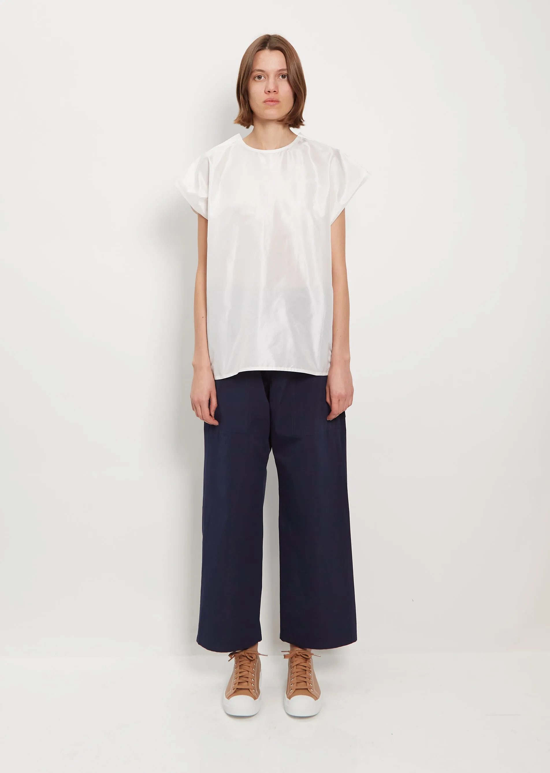 Bess Silk Taffeta Top — White