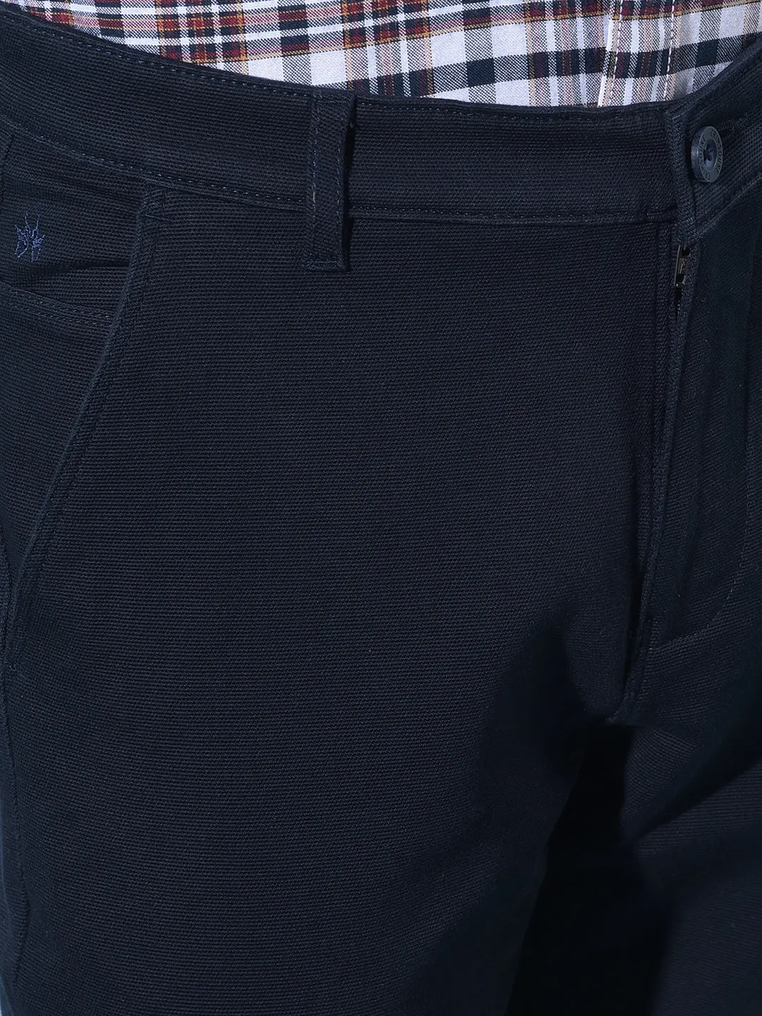 Blue Straight Cotton Trousers