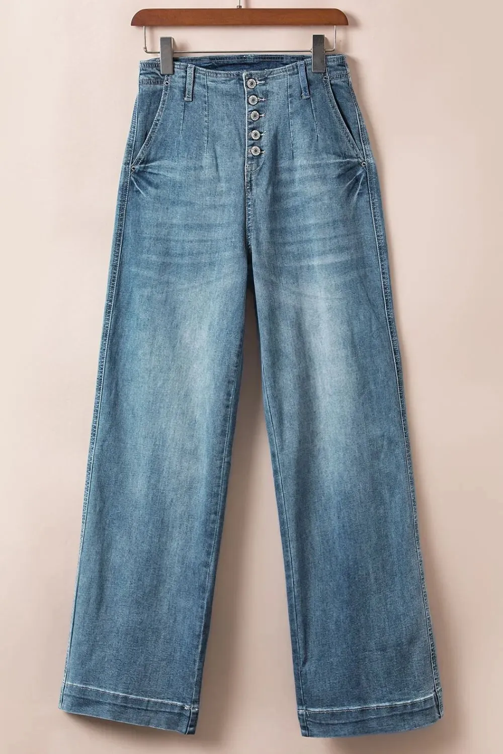 Button Fly High Waist Jeans for Women - Classic Fit