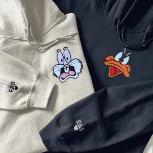 Cartoon Bunny & Duck Matching Couple Hoodies - Personalized Matching Sweatshirts For Couples