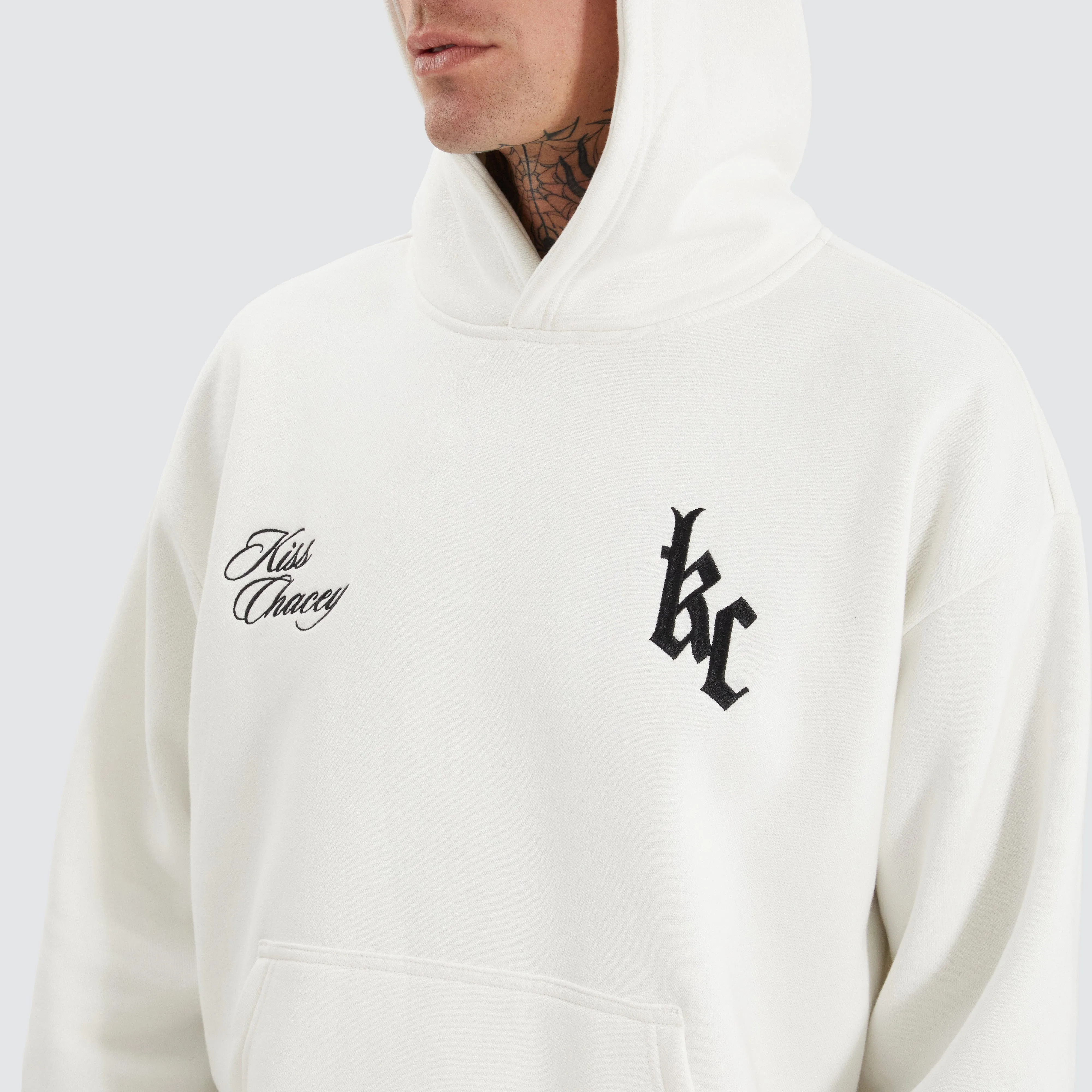 Chained Heavy Relaxed Hoodie Natural White