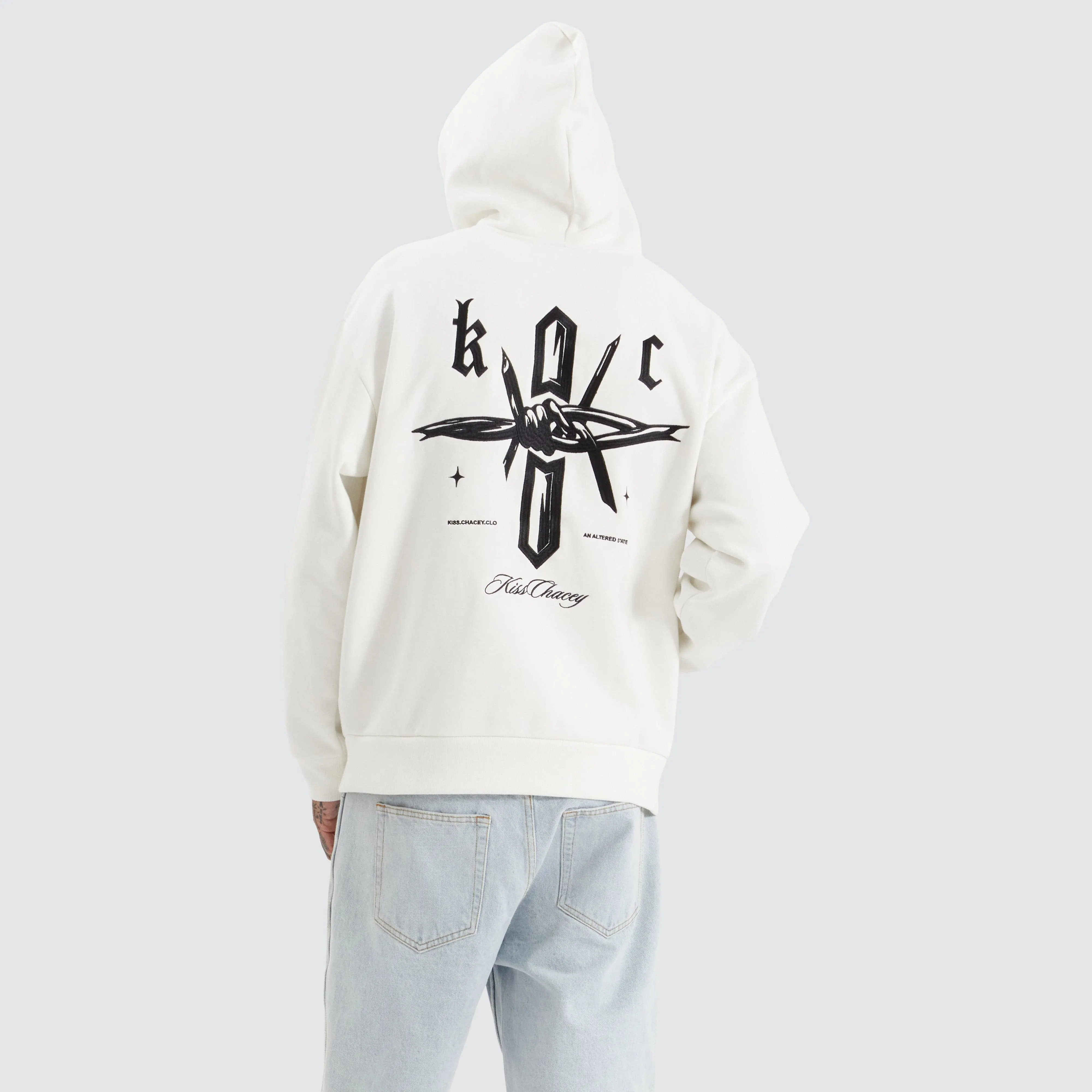 Chained Heavy Relaxed Hoodie Natural White