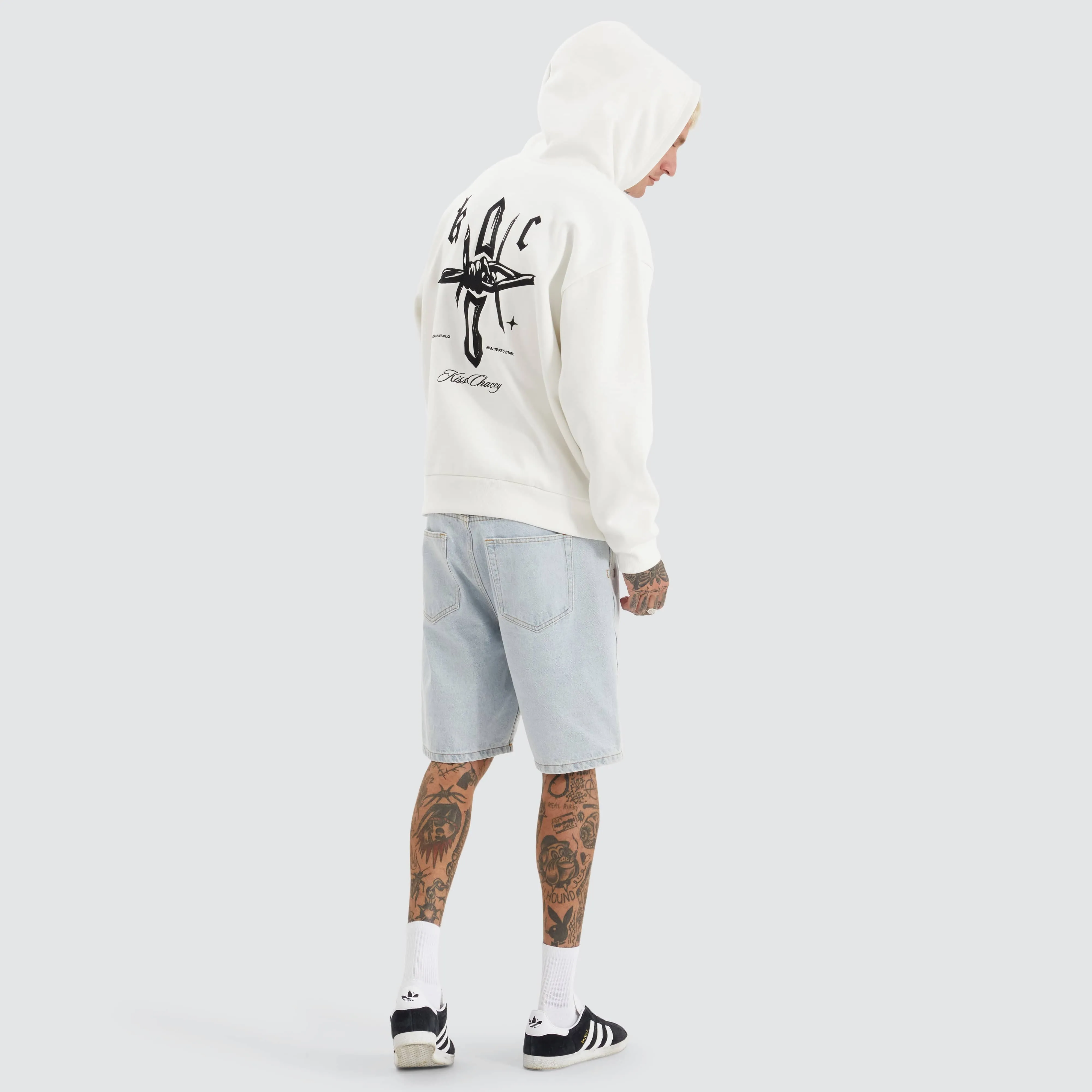 Chained Heavy Relaxed Hoodie Natural White