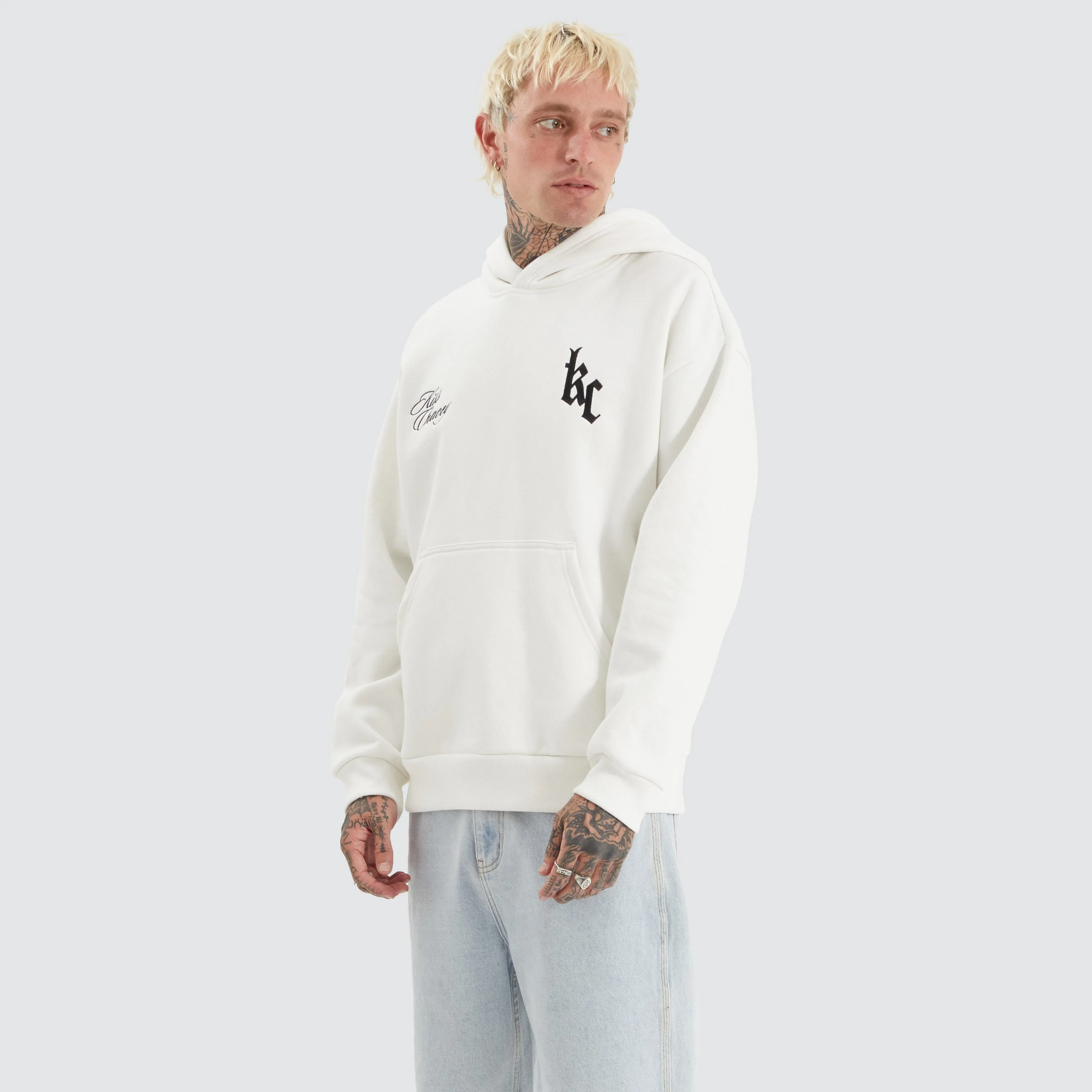 Chained Heavy Relaxed Hoodie Natural White