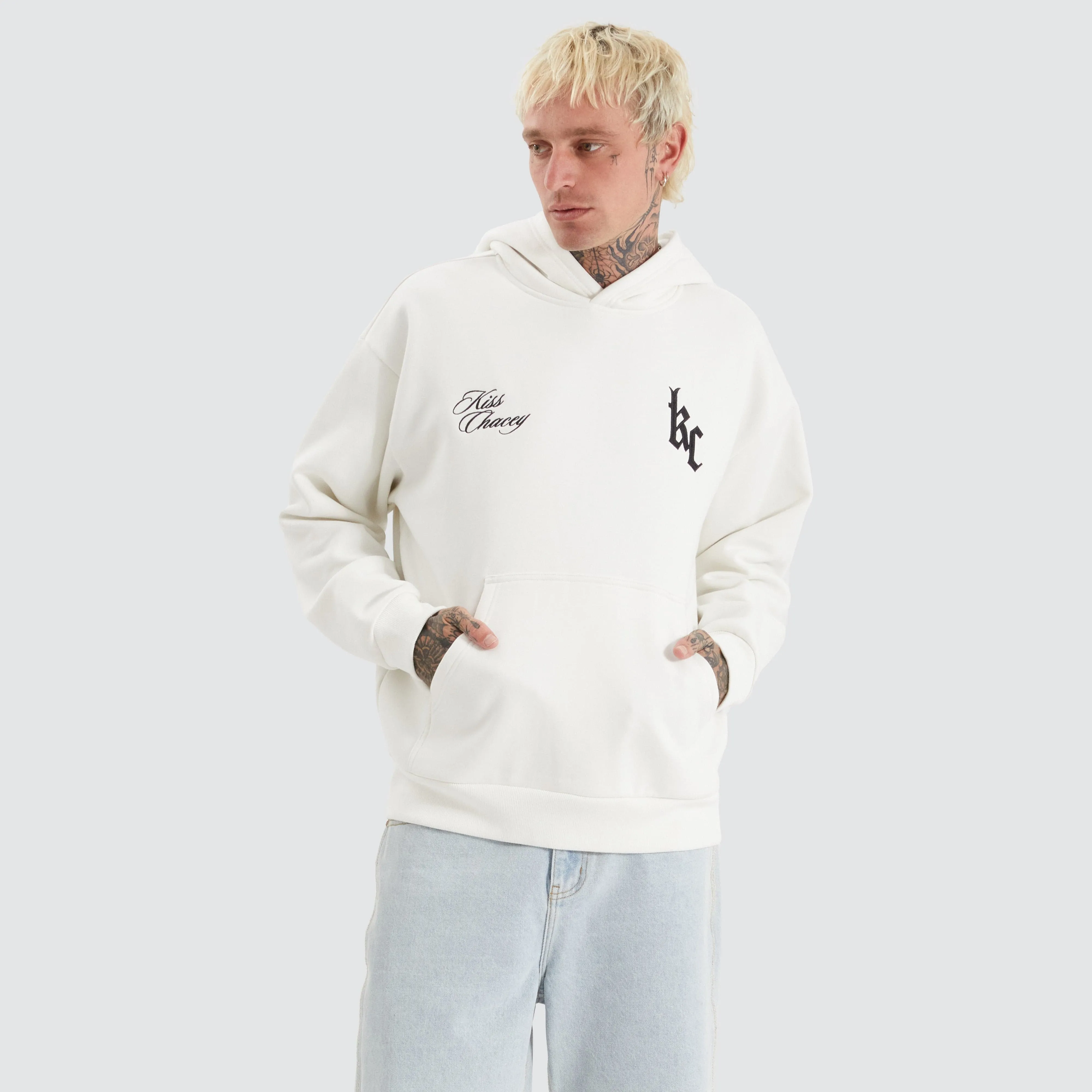 Chained Heavy Relaxed Hoodie Natural White