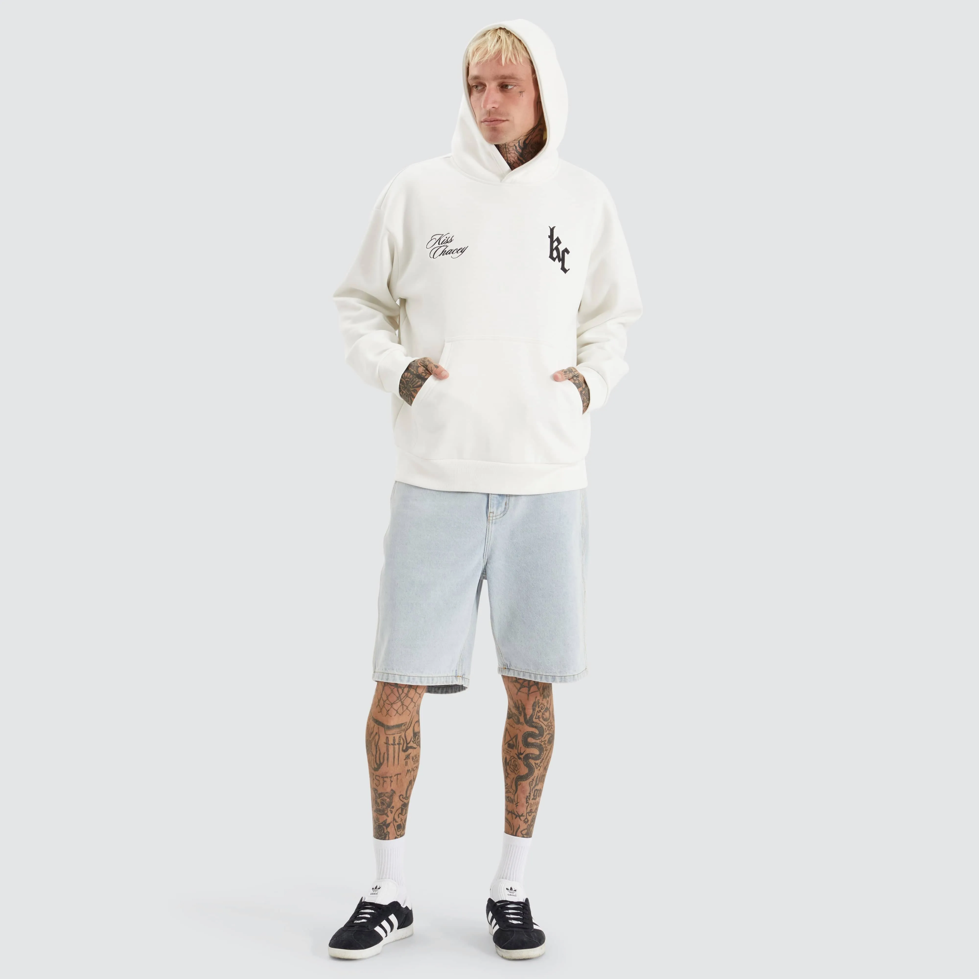 Chained Heavy Relaxed Hoodie Natural White