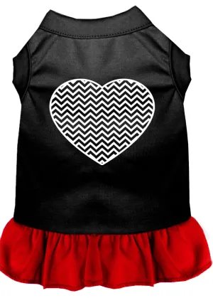 Chevron Heart Screen Print Dress Black With Red Xxl