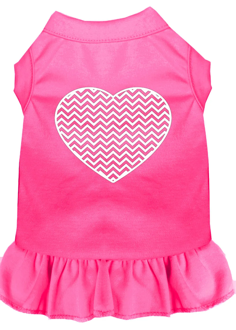 Chevron Heart Screen Print Dress Bright Pink Lg