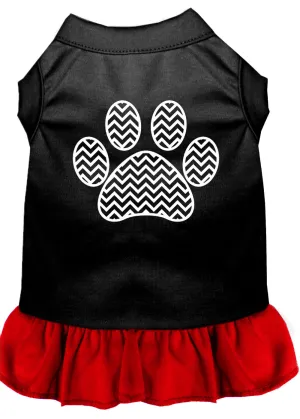 Chevron Paw Screen Print Dress Black With Red Sm