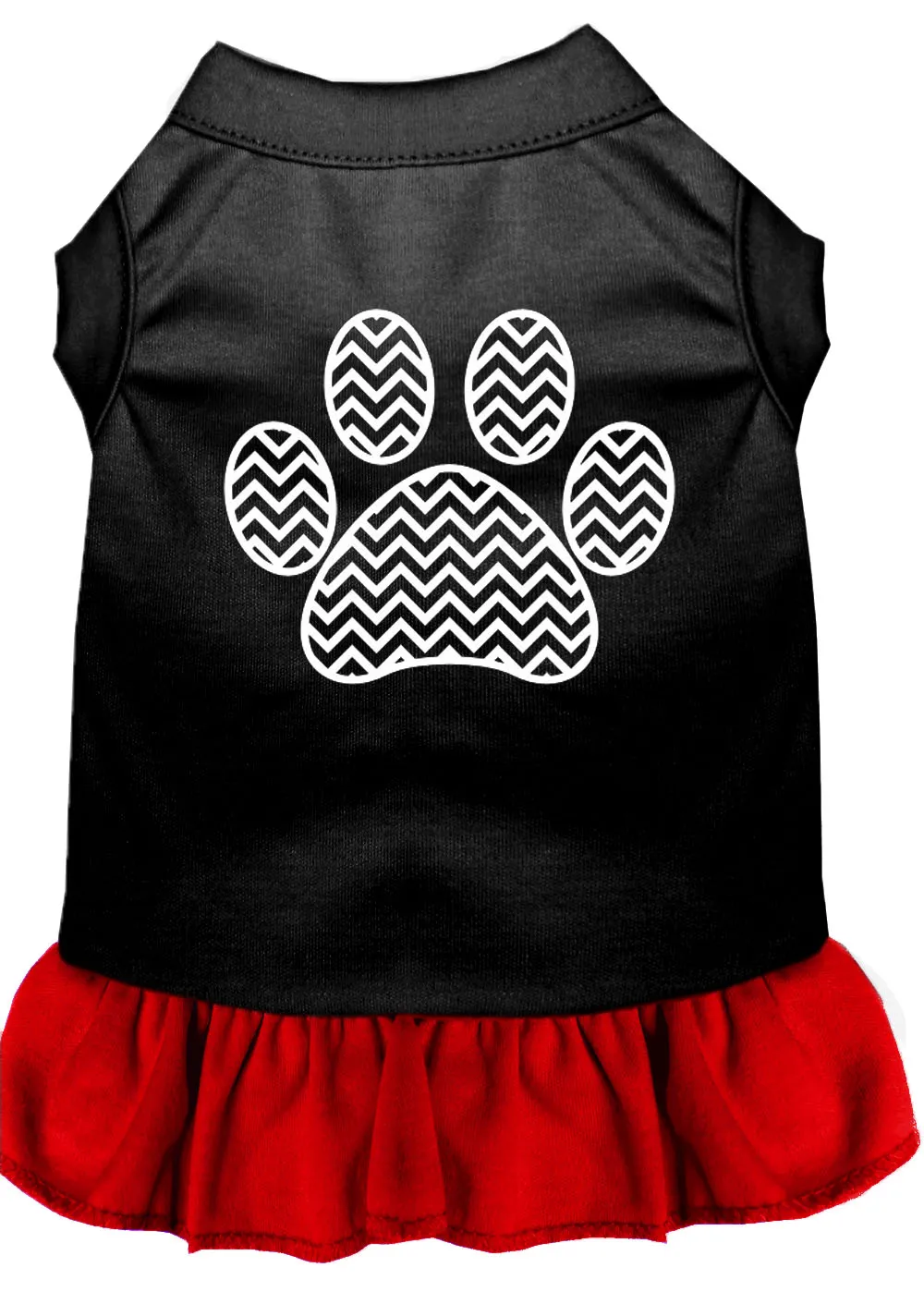 Chevron Paw Screen Print Dress Black With Red Sm
