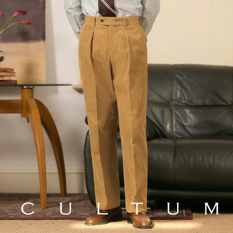 Corduroy Pleated Trousers