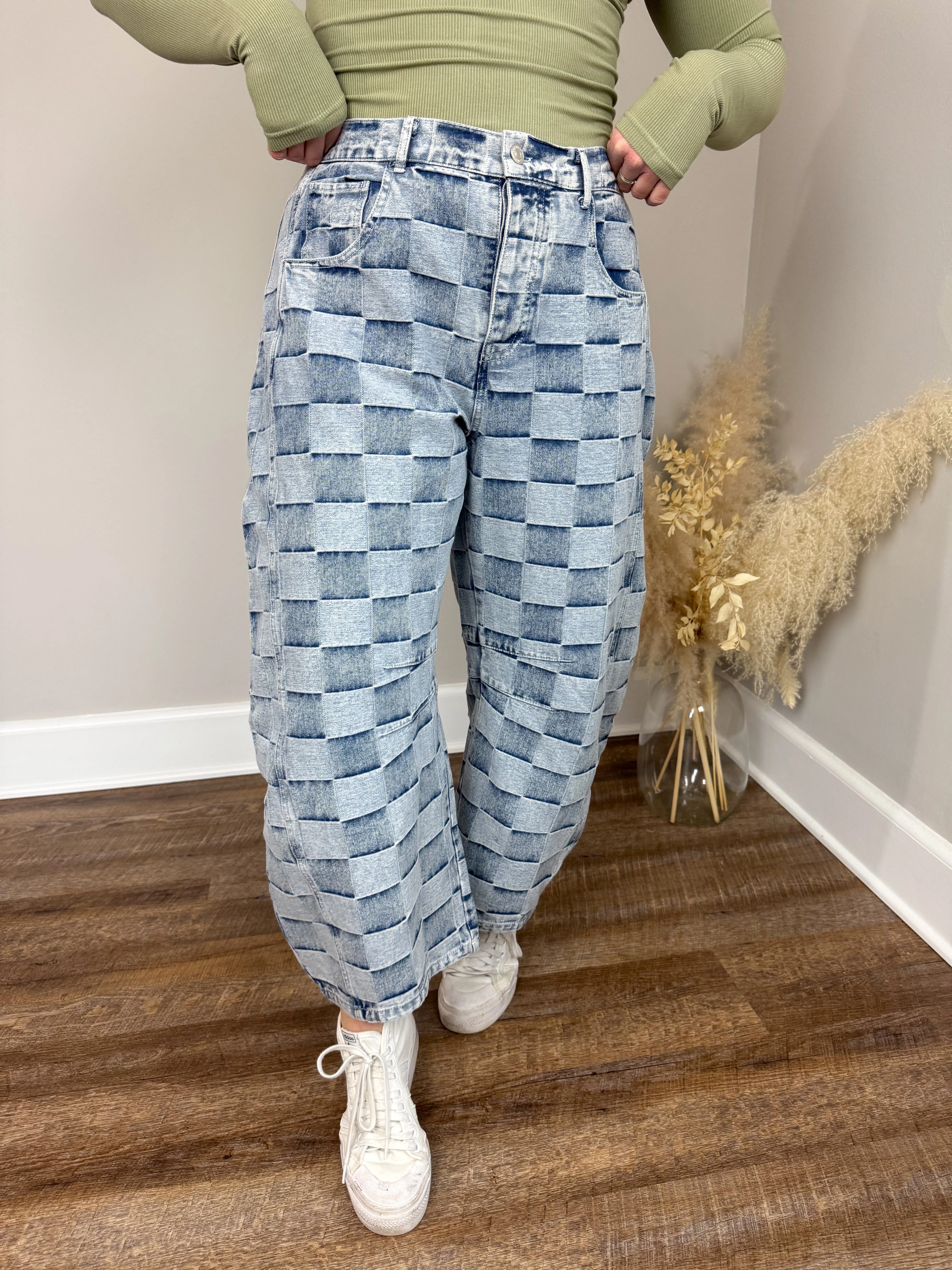 Dakota Checkered Barrel Jeans
