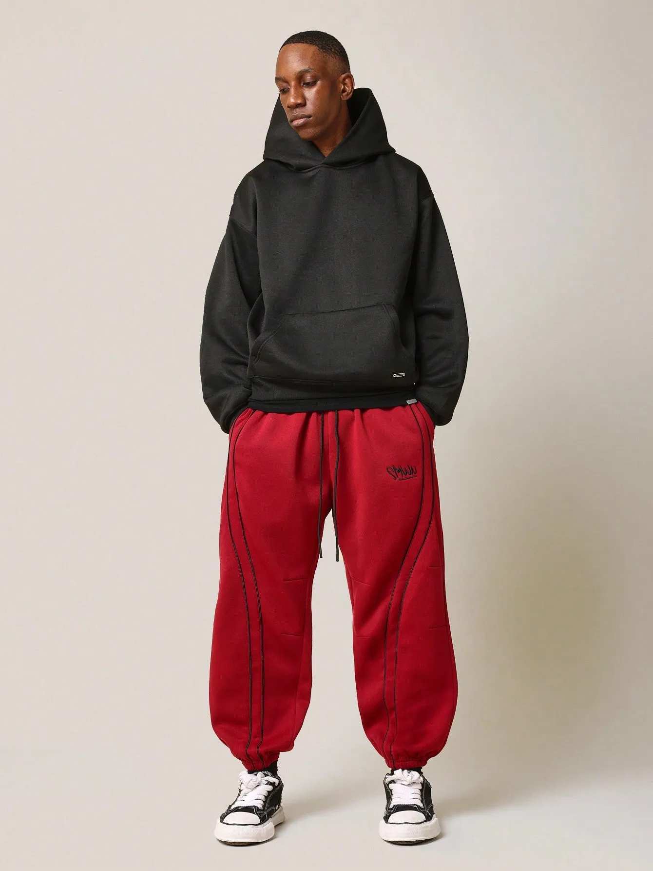 Drop Crotch Jogger With Piping