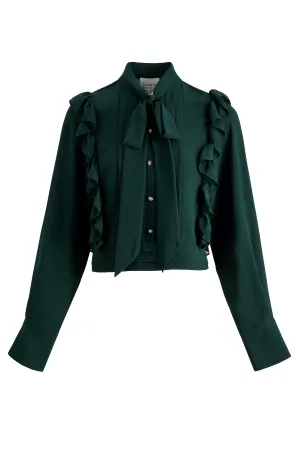 EDP-070709 BLACK FRILL BOW BLOUSE