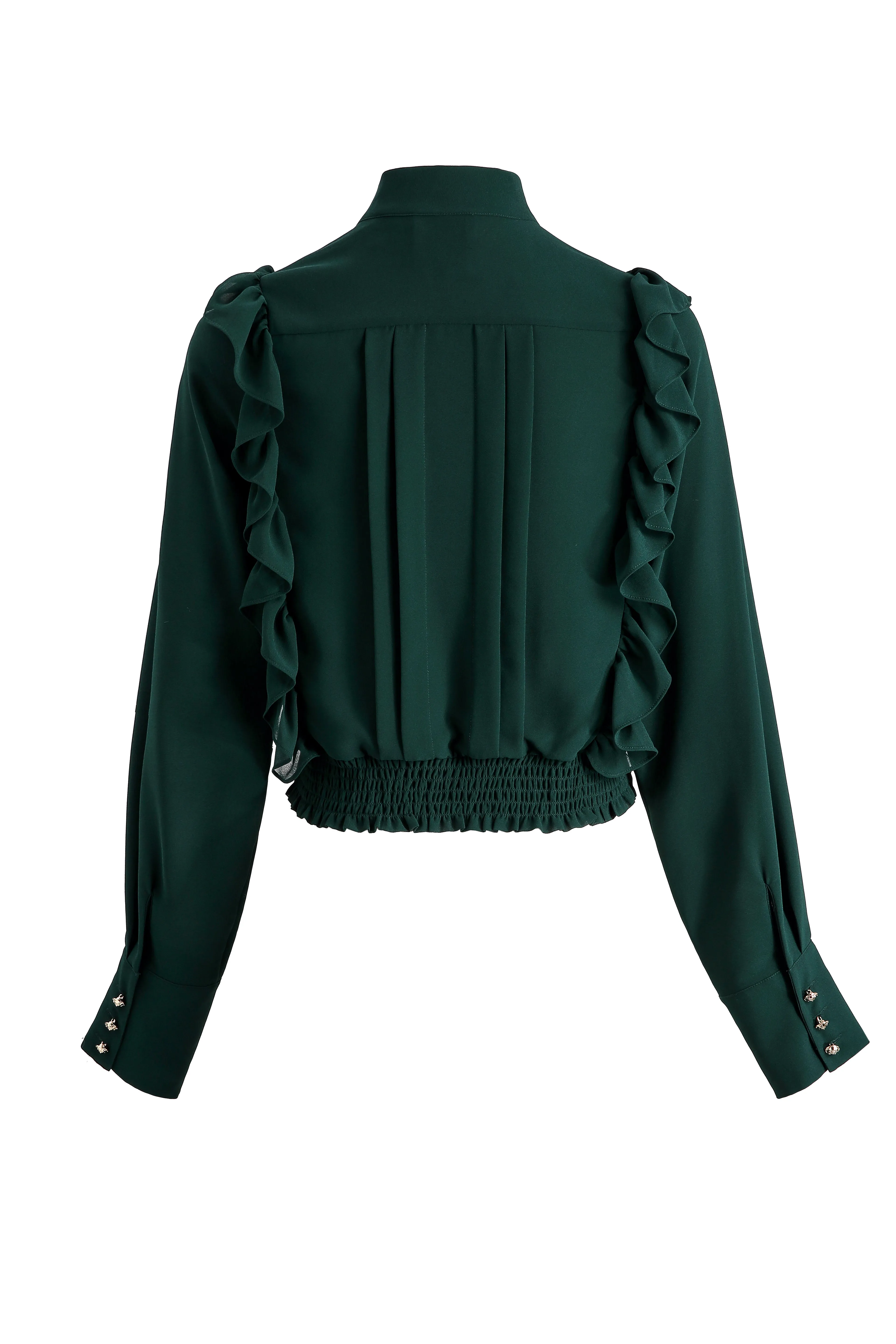 EDP-070709 BLACK FRILL BOW BLOUSE