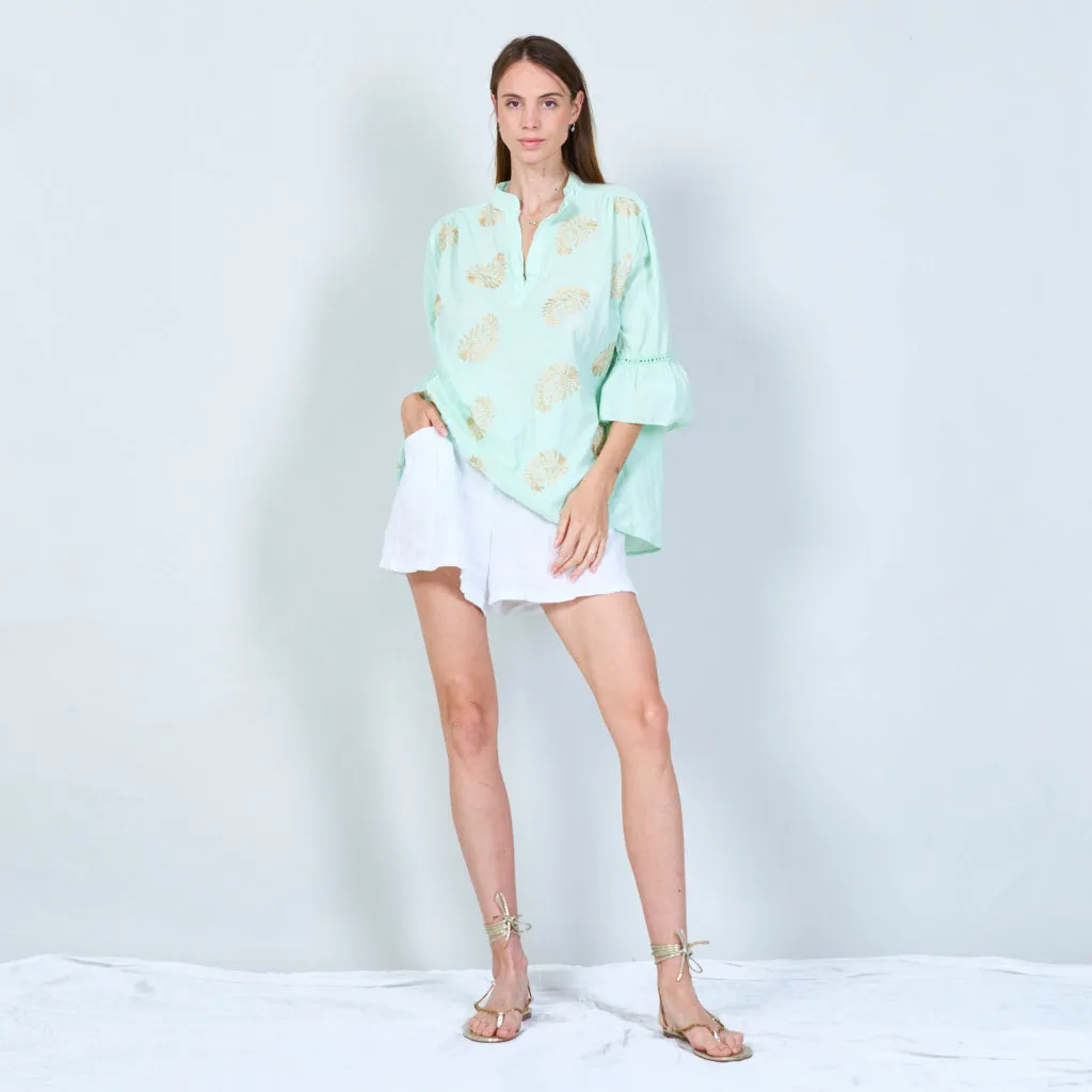 Elegant embroidered tunic with 3/4 sleeves wholesale