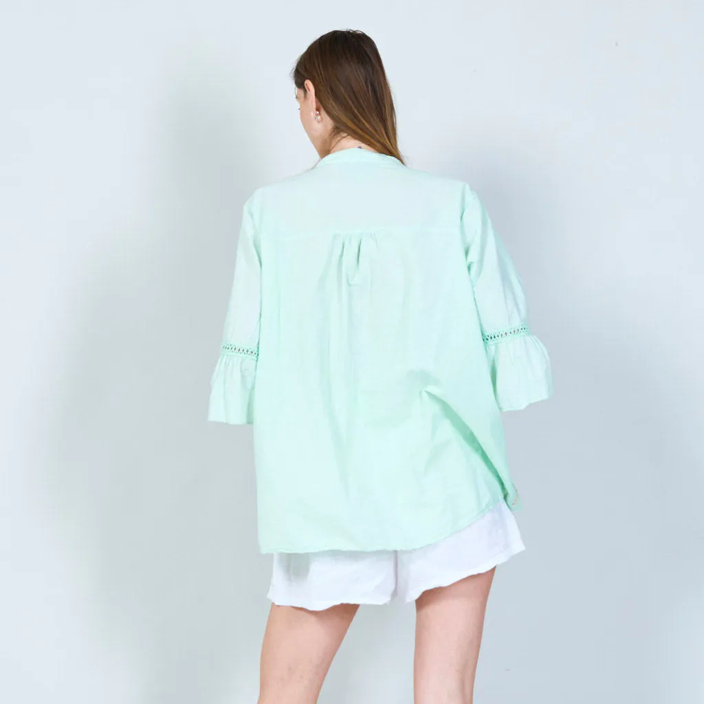 Elegant embroidered tunic with 3/4 sleeves wholesale