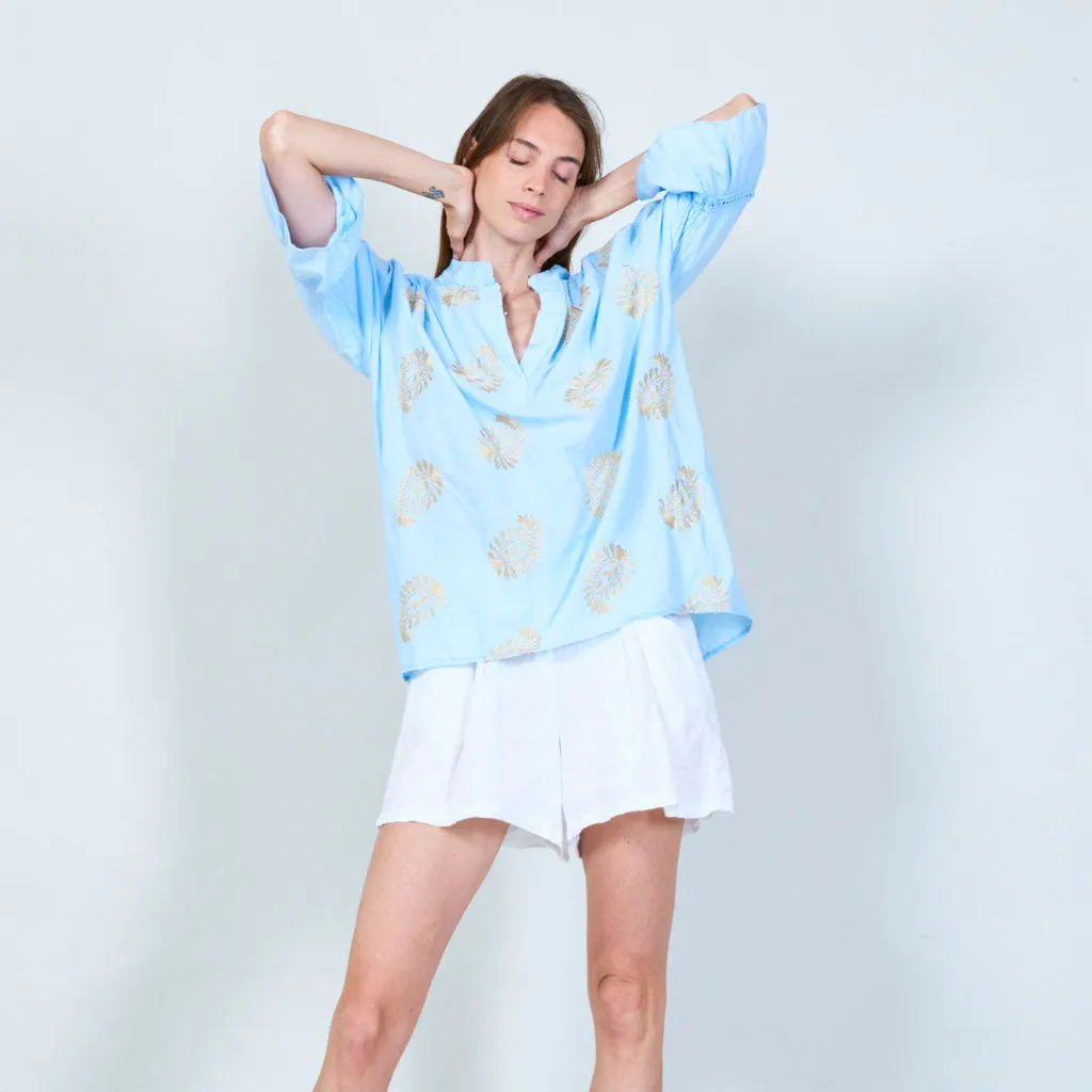 Elegant embroidered tunic with 3/4 sleeves wholesale