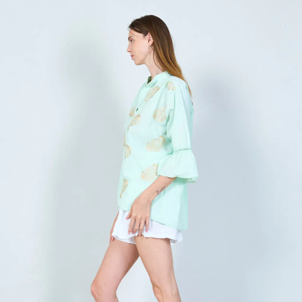 Elegant embroidered tunic with 3/4 sleeves wholesale