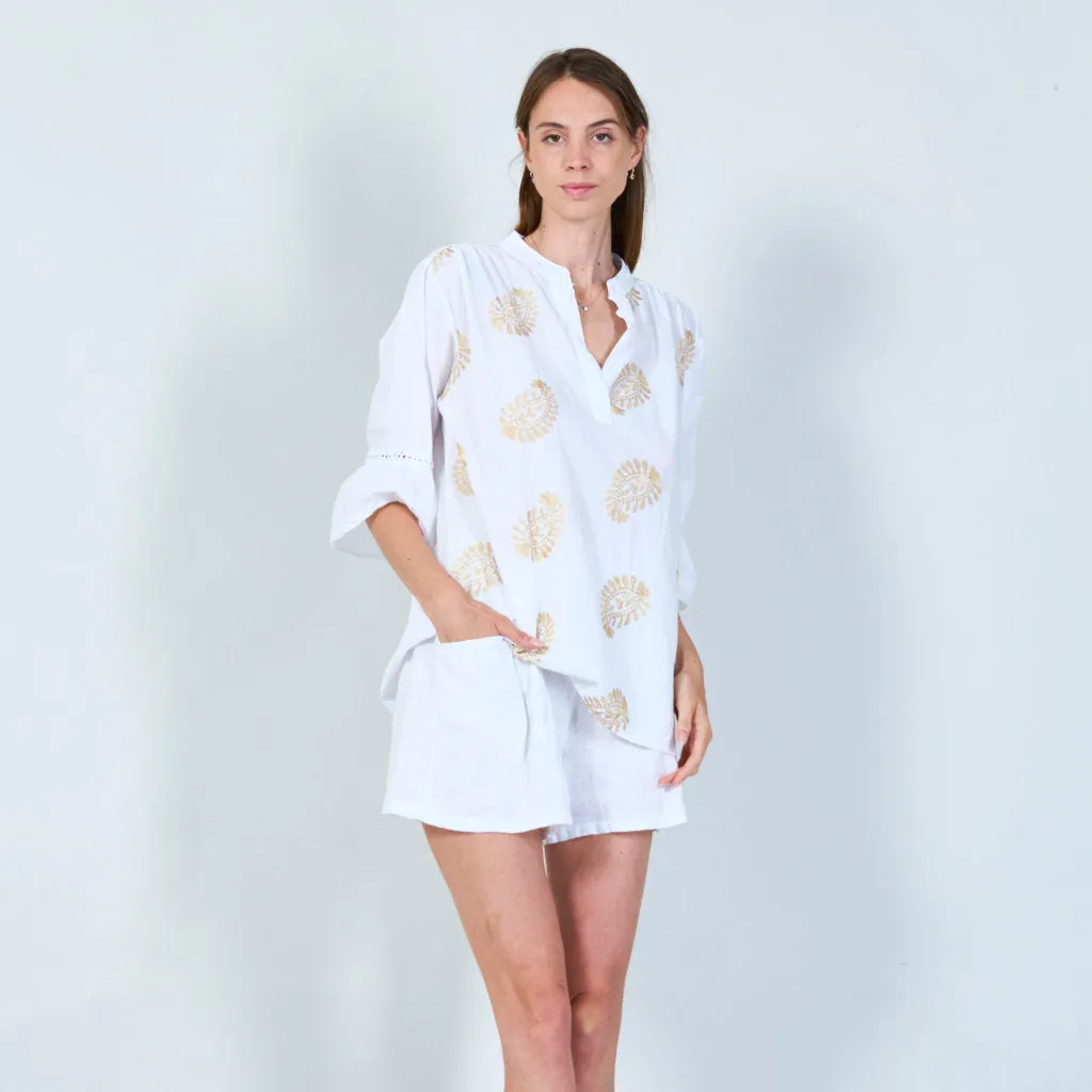 Elegant embroidered tunic with 3/4 sleeves wholesale