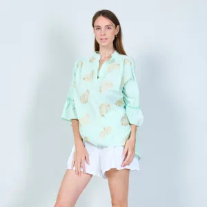 Elegant embroidered tunic with 3/4 sleeves wholesale