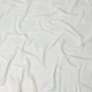 Elegant Iridescent White Floral Synthetic Chiffon Fabric - 110cm Width, Lightweight & Sheer, Perfect for Fashion Projects-D18408