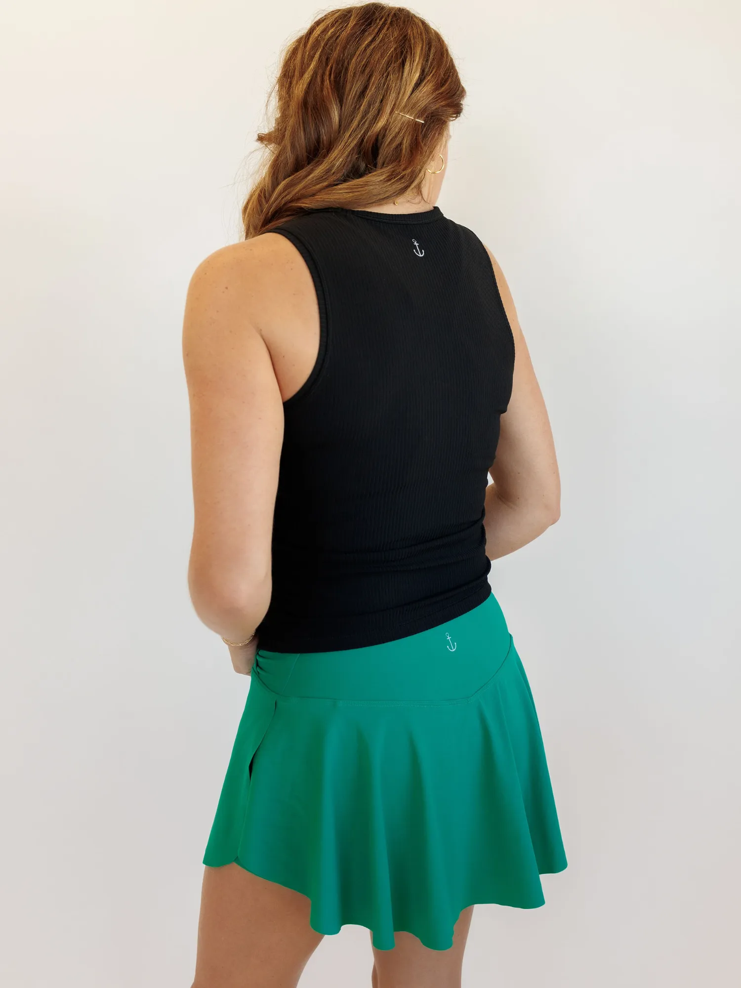 Emerald Green "Aubrey" Low Rise Active Skirt with Shorts Liner