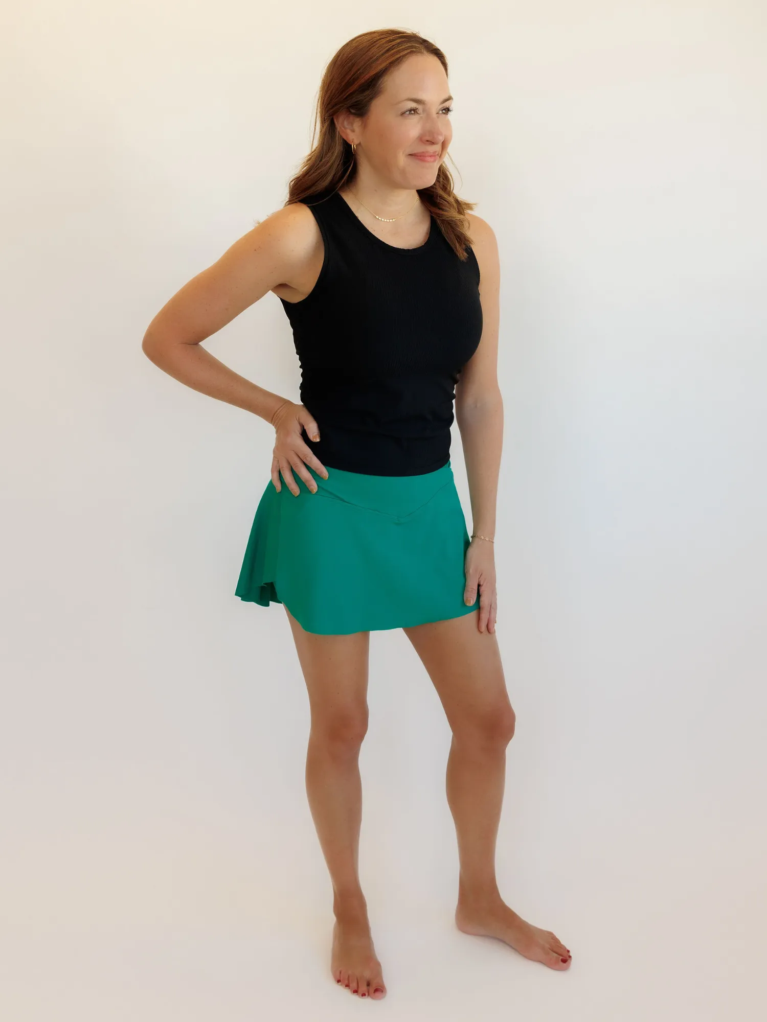 Emerald Green "Aubrey" Low Rise Active Skirt with Shorts Liner