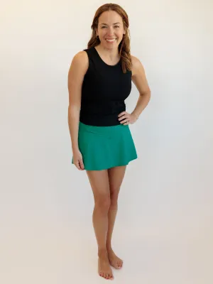 Emerald Green "Aubrey" Low Rise Active Skirt with Shorts Liner
