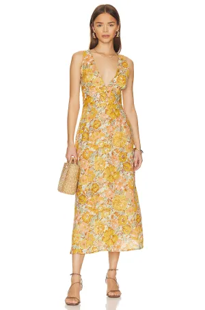 FAITHFULL THE BRAND Venere Midi Dress in Junie Floral Print
