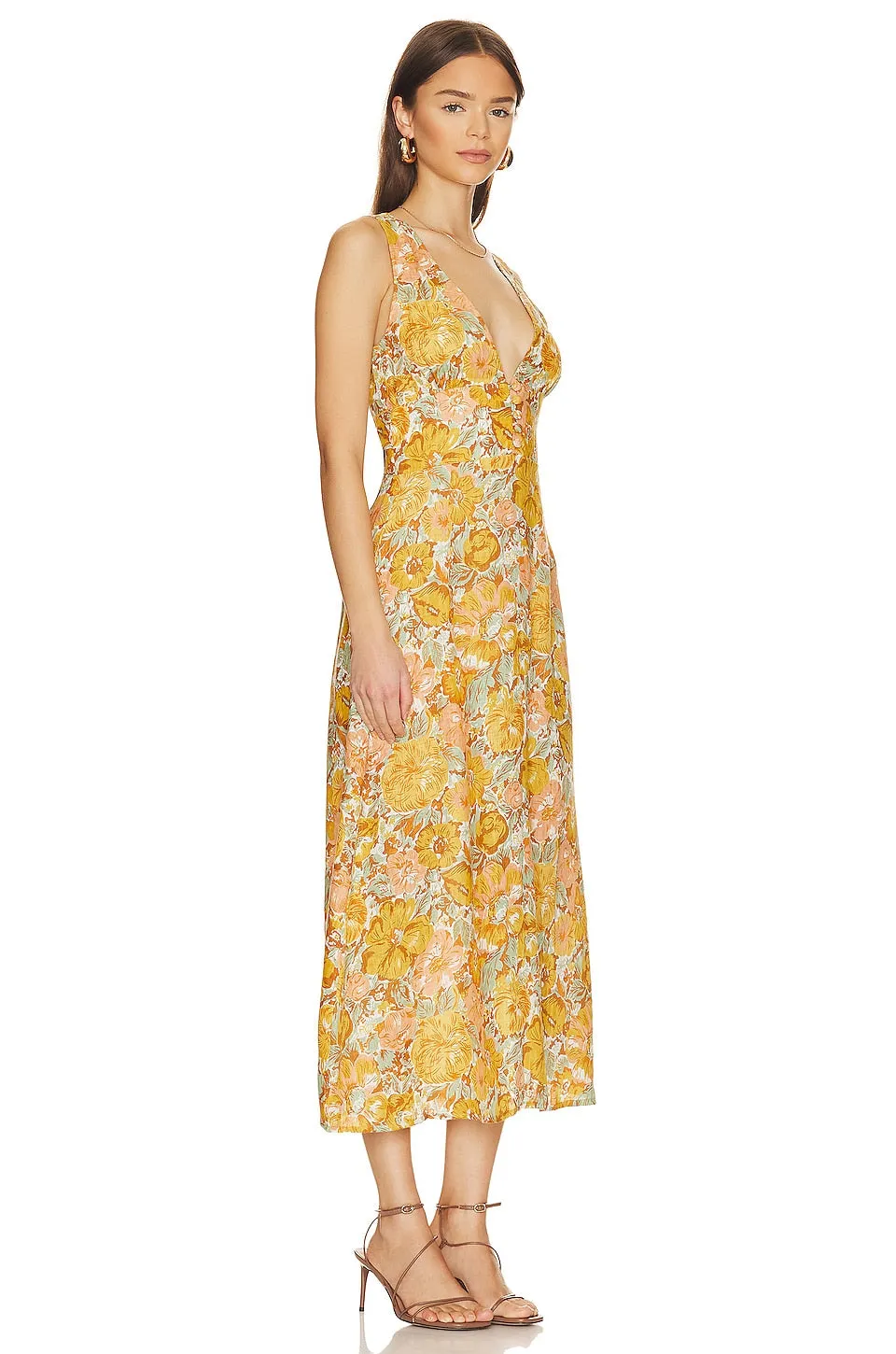 FAITHFULL THE BRAND Venere Midi Dress in Junie Floral Print