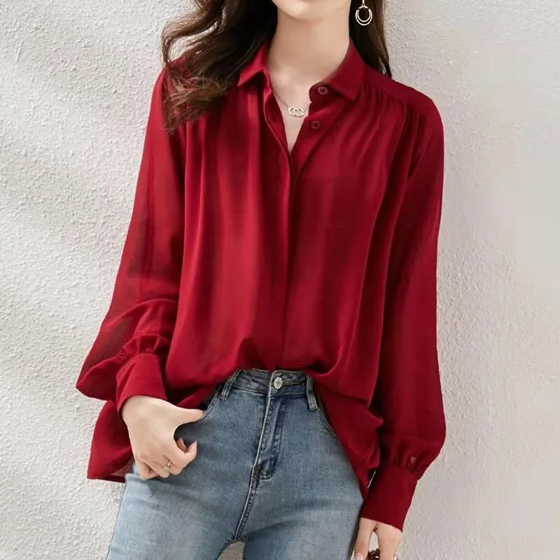 FashionSierra - Elegant Fashion Polo Neck Solid Blouse