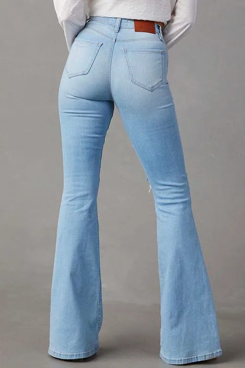 Febedress Distressed Bell Bottoms Ripped Trendy Jeans