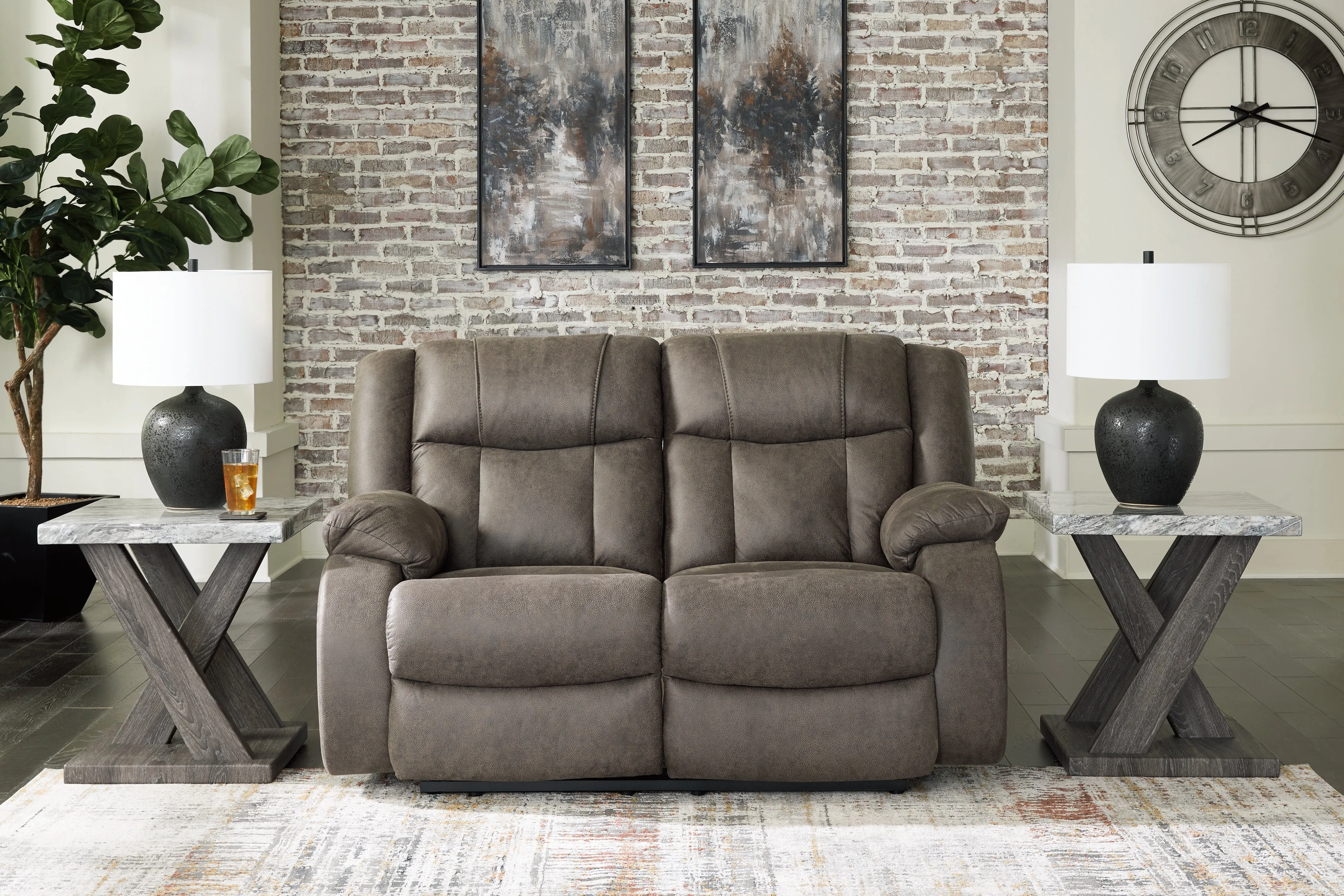 First Base Sofa, Loveseat and Recliner in Gunmetal