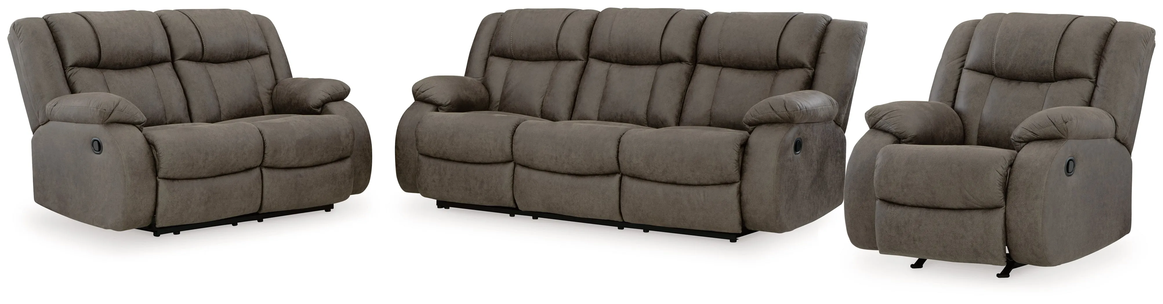 First Base Sofa, Loveseat and Recliner in Gunmetal